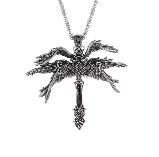 Six Winged Cross Necklace