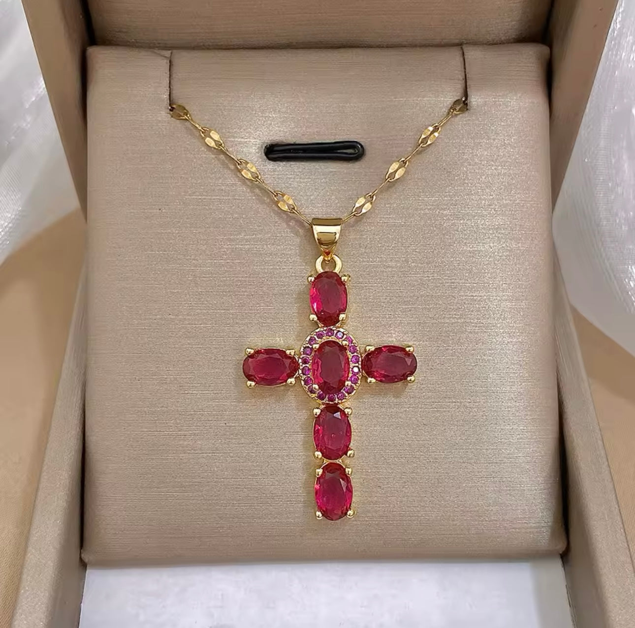 Emerald Cross Necklace