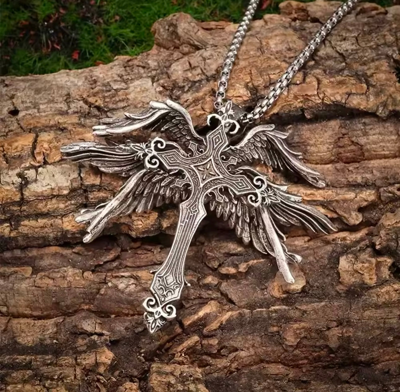 Six Winged Cross Necklace