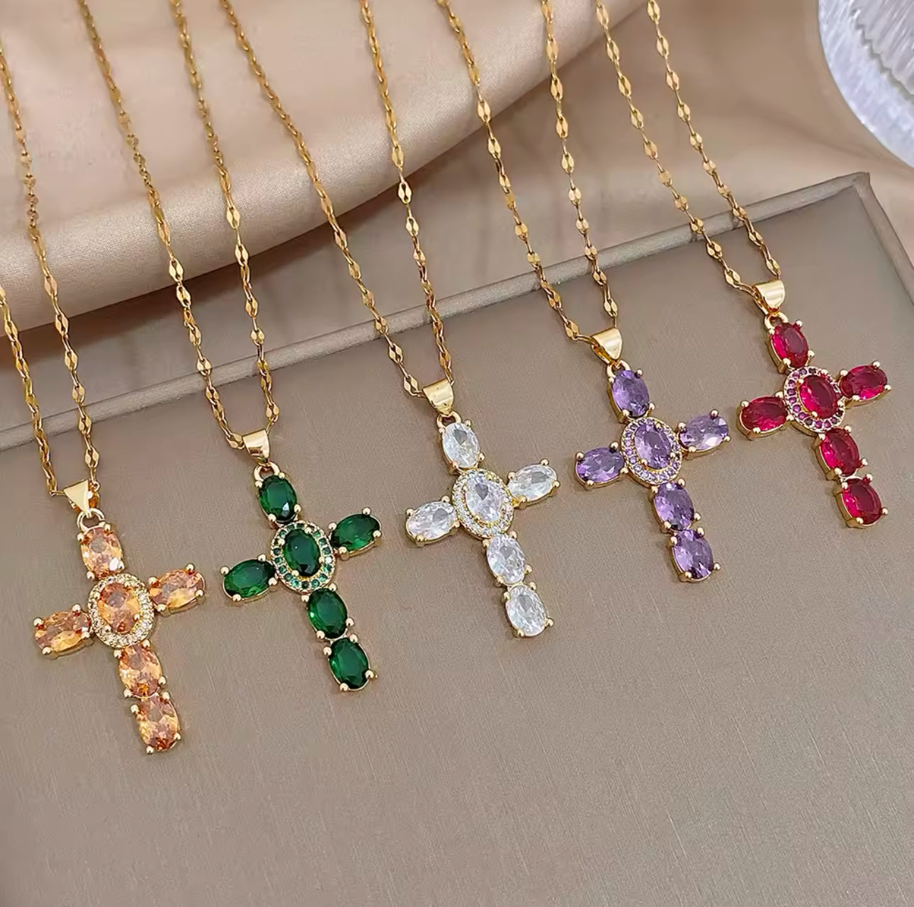 Emerald Cross Necklace