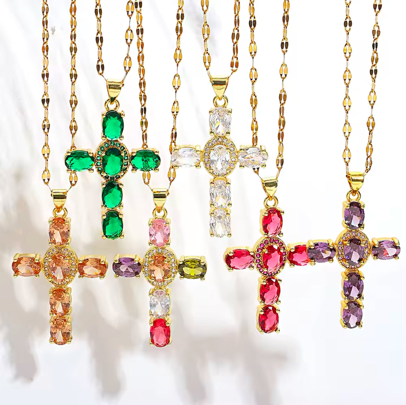 Emerald Cross Necklace