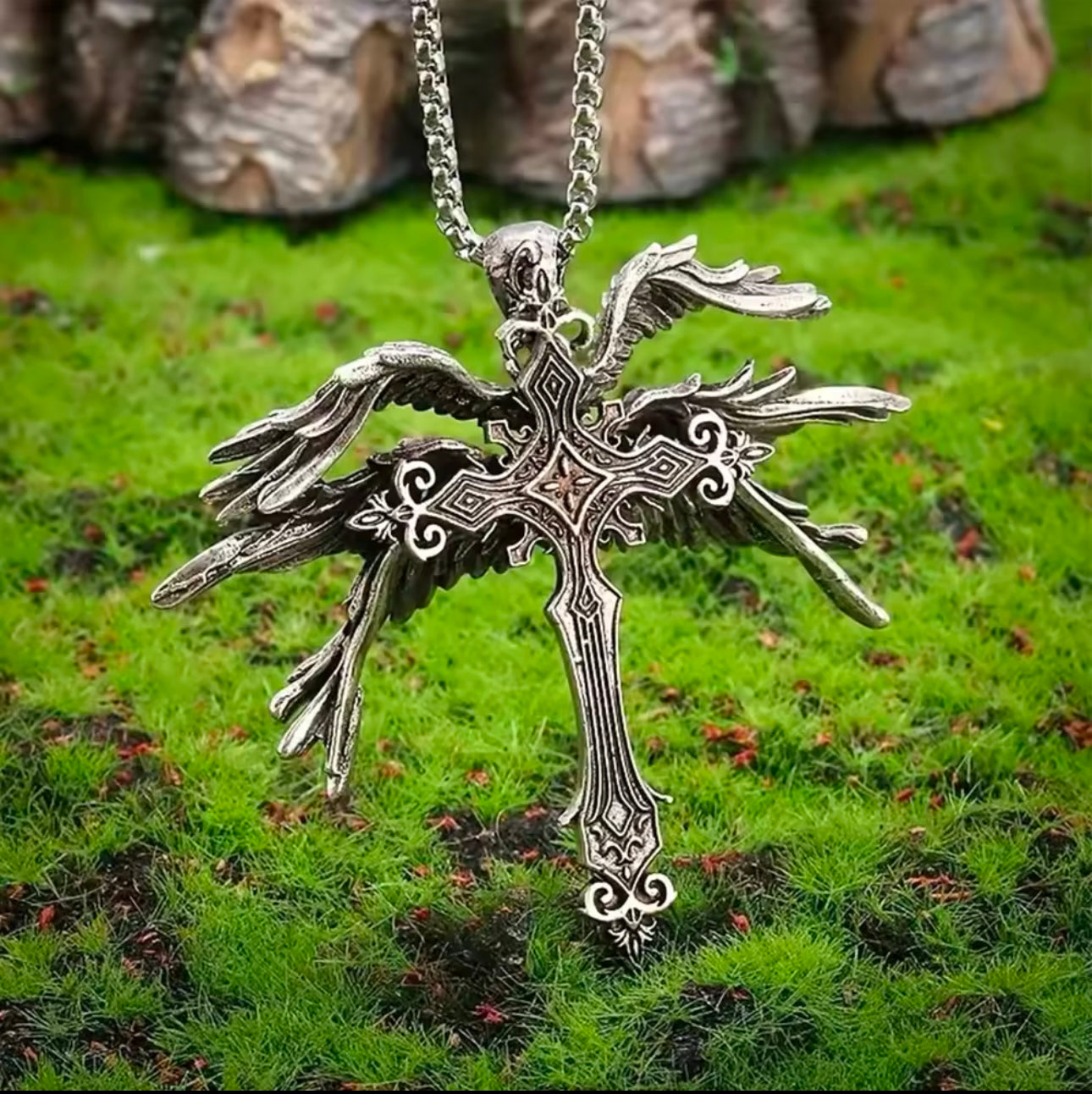 Six Winged Cross Necklace