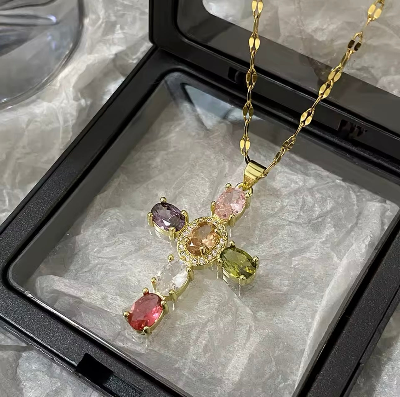 Emerald Cross Necklace