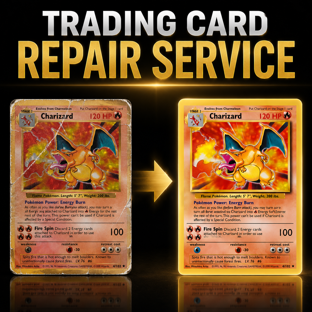 Pokémon Card Repair Service | Single Stage Crease, Dent & Polish
